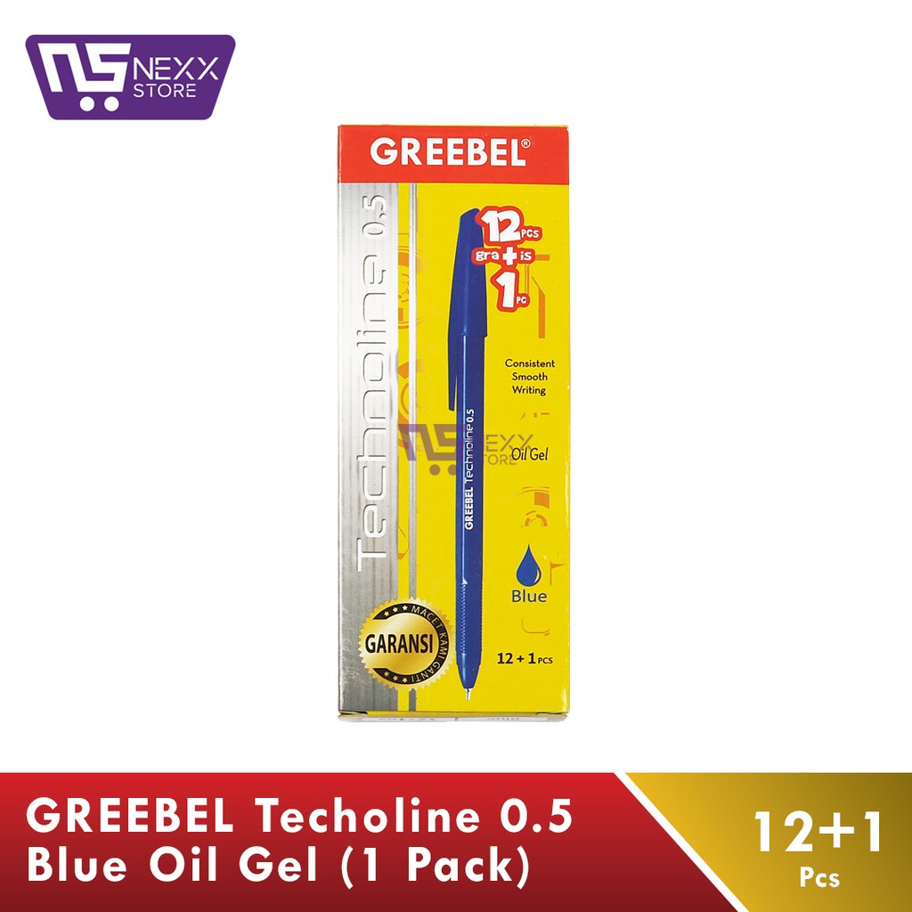 

Pulpen GREEBEL Technoline 0.5mm BIRU 1 PACK isi ( 12+1 Pcs)