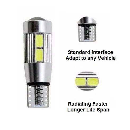 Lampu LED T10 Senja Sen Sein 10 Titik Mata Lensa Canbus Mobil Motor Rem Mundur SMD 5730 / 5630