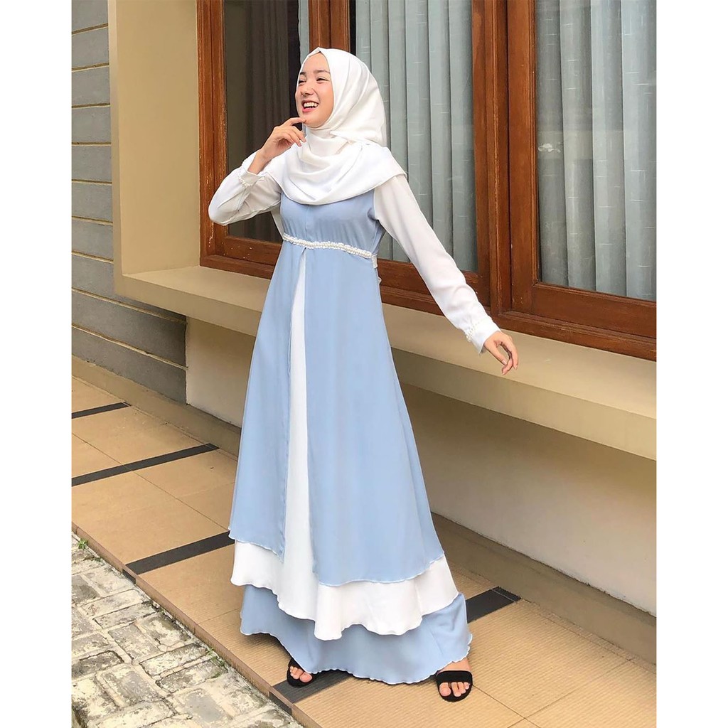 MAHESSA Gamis Pesta Wanita Baju Kondangan Polos Busui Bahan Ceruty BabyDoll Busana Muslim Party COD
