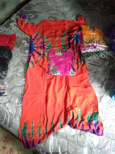 Ecer Gamis Tali Jumput Falany Daster Lengan Panjang Wanita Batik Jumbo