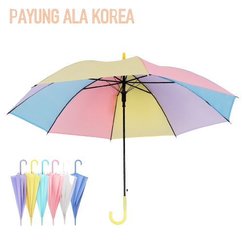 Payung Transparan Style Korea Jepang Import Polos Warna Warni Payung Lipat Bening Cantik Payung Rainbow Umbrella Fashionable Candy Color Import