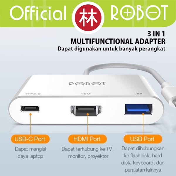 ROBOT HT430 3 in 1 USB C HUB Adapter With HDMI 4K PD 100W USB 3.0