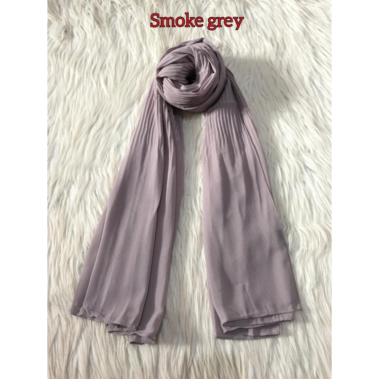 Premium PASHMINA PLISKET DUYUNG CERUTY Uno AZARA Ori Hijab Jilbab Pasmina 180x75cm-SMOKE GREY