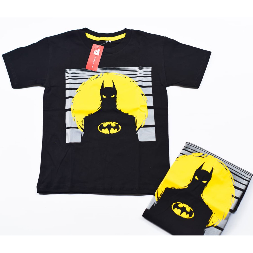 FREE ONGKIR COD KAOS ANAK PALING MURAH MOTIF BATMAN HITAM USIA 1-10TAHUN-1