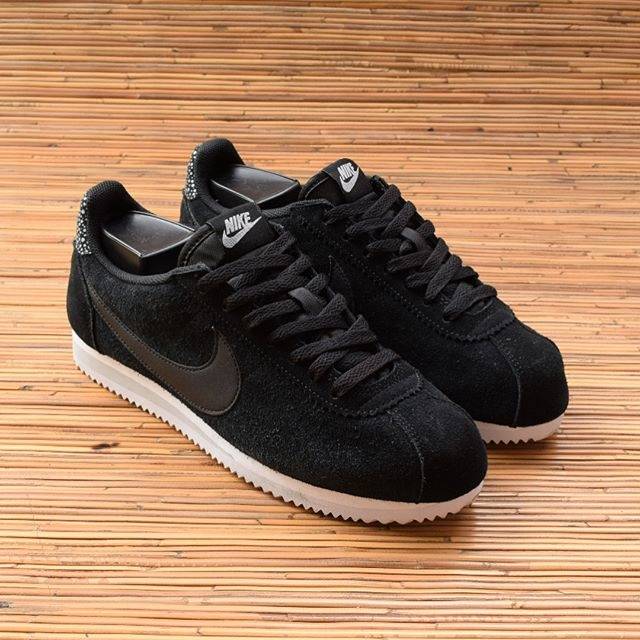 nike cortez black grey leather