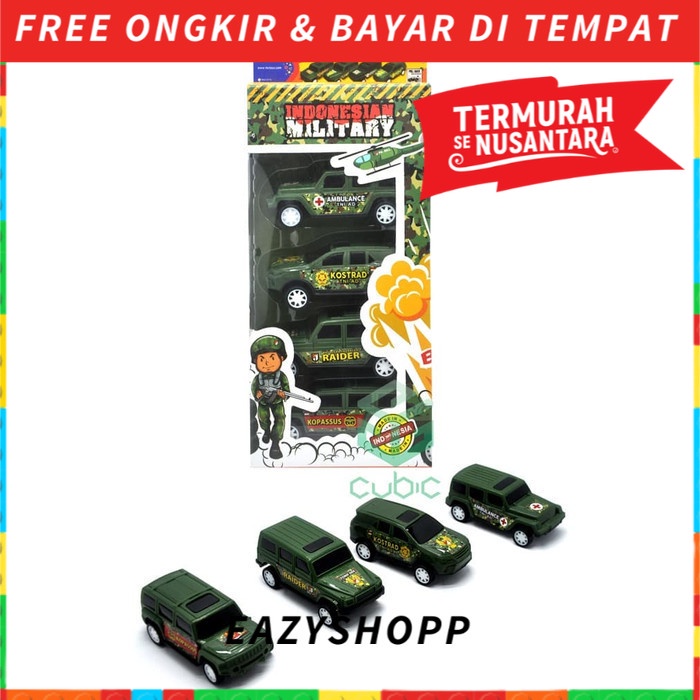 Kado Mainan Anak Mobil Mobilan Militer TNI Polisi Laki Laki Cowok Dorong Ulang Tahun 1 2 3 7 9 Tahun