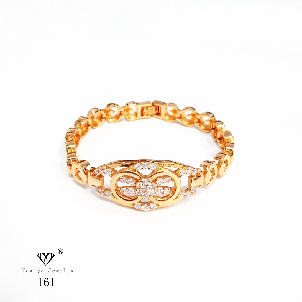 

Gelang rantai plat permata perhiasan imitasi warna gold 18k 161