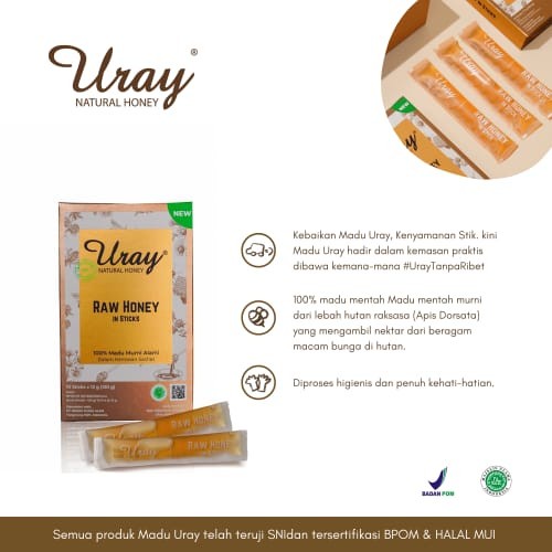 

Ge602Gt Madu Uray Stick Jahe Hutan Mentah Asli Murni Organik Raw Pure Honey - Urai Raw Sachet