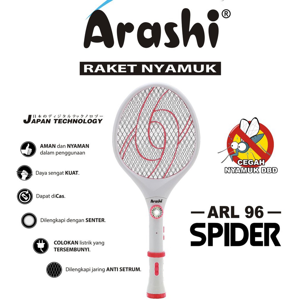 Raket Nyamuk Listrik Arashi Spider ARL 96