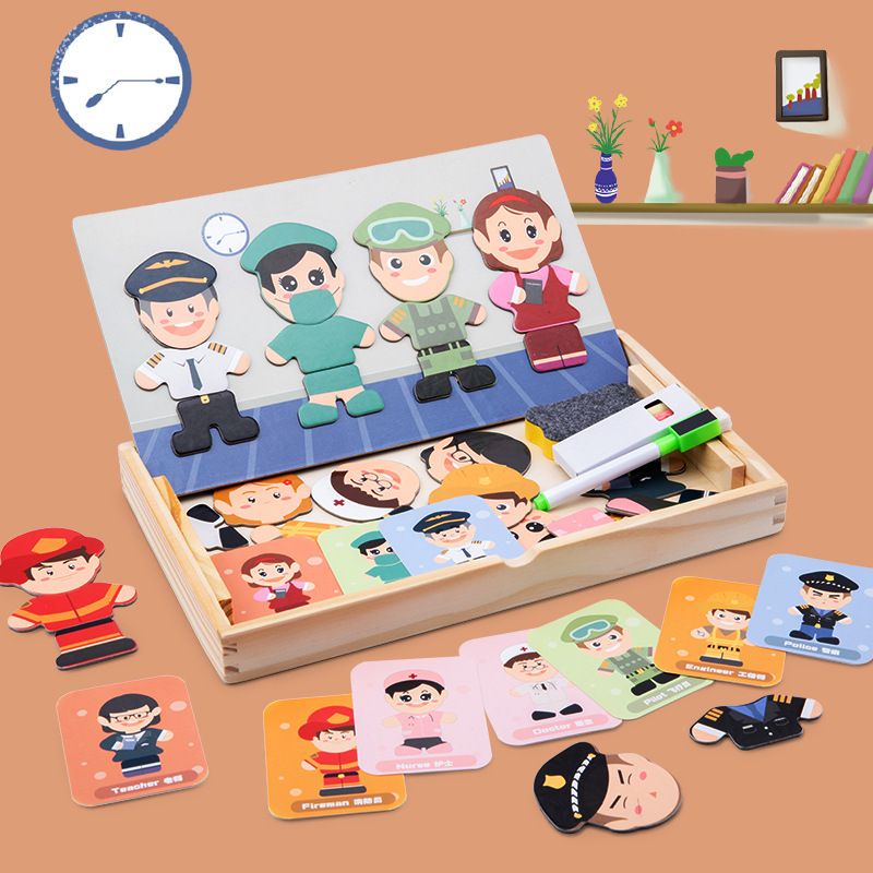 magnetic character puzzle / mainan bongkar pasang baju magnet