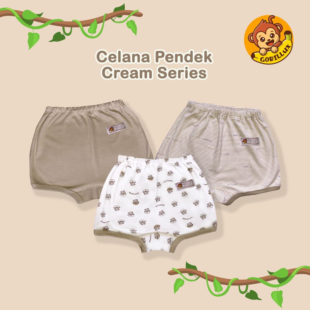 Nova Gorillux Fluffy 3 Pcs Celana Pendek Bayi Newborn Baju Baby 0-3 Bulan Perlengkapan Bayi