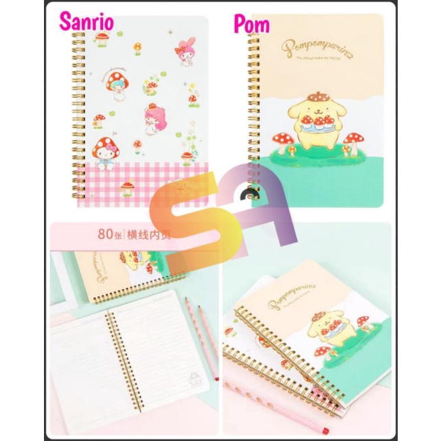 

BUKU TULIS/DIARY/JURNAL/NOTEBOOK RING A5 SANRIO ORI POMPURIN HELLOKITTY