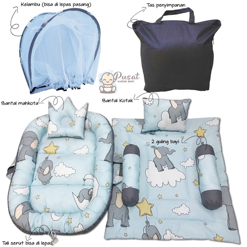 [ PAKET LENGKAP ] BABY NEST SET BEDCOVER FREE TAS + BANTAL KOTAK