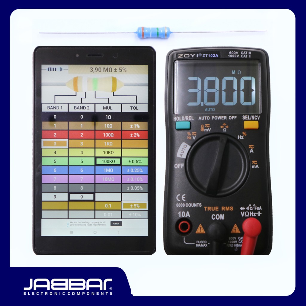 RESISTOR 3.9M OHM 1/2W 5% DIP (3,90M OHM) - BIRU - 10PCS