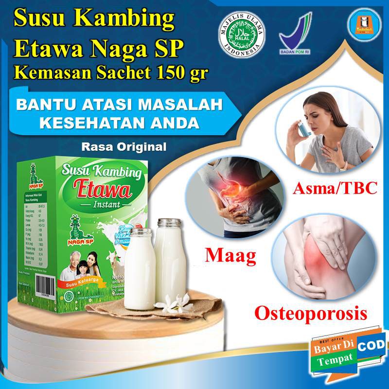 

Susu Bubuk Kambing Etawa Naga SP 150gr Rasa Original Obat Asam Lambung Maag Magh TBC Protein Provit