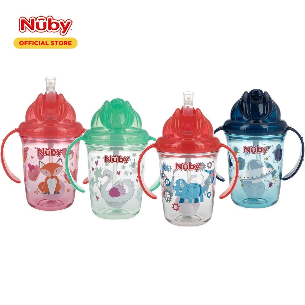 Botol Minum Anak Nuby Kids Tritan Glitter Fat Straw NB228 240ml