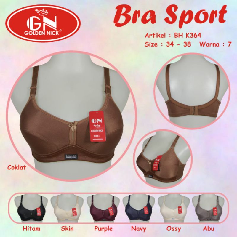 Golden Nick K364 Sport Bra Tanpa Busa dan Kawat