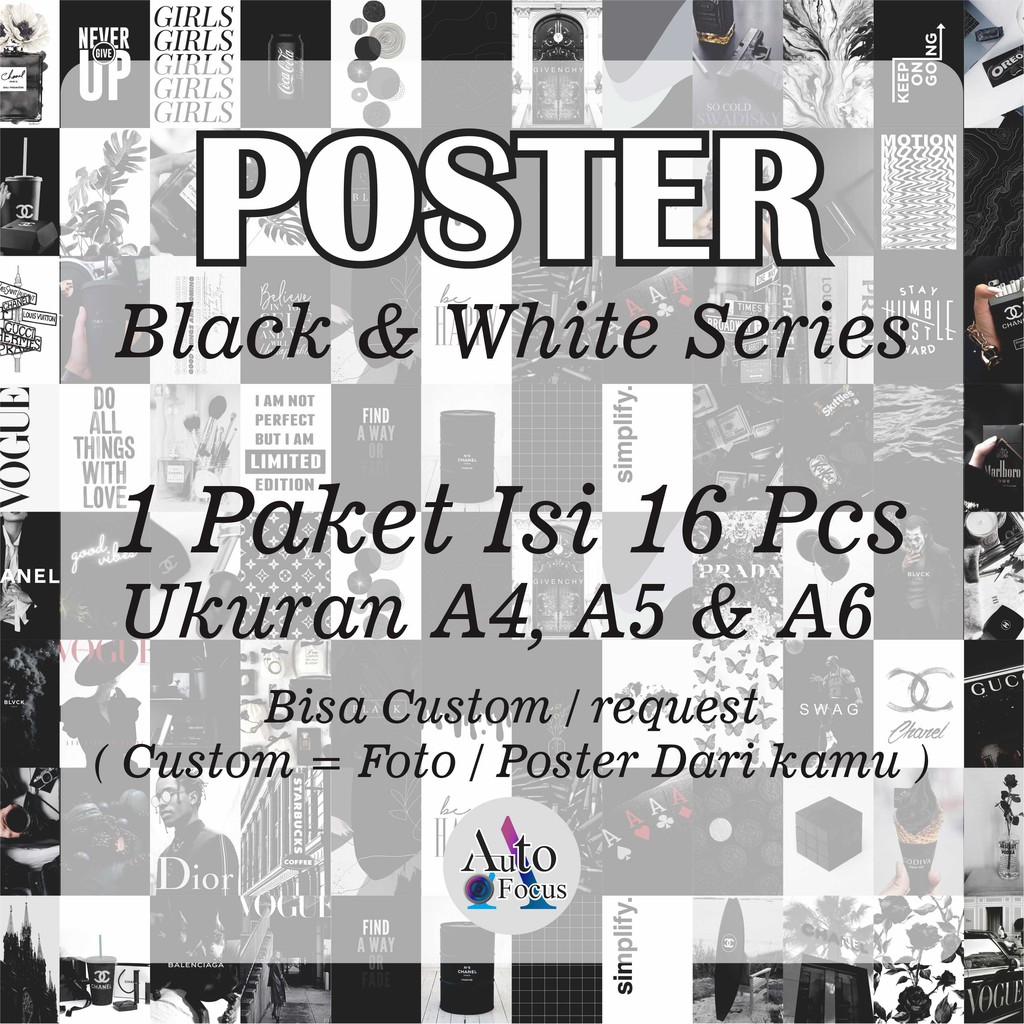 

(16PCS) POSTER AESTHETIC BLACK & WHITE SERIES 1 PAKET UKURAN A6, A5 DAN A4