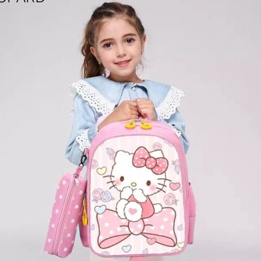 NIQABIS Tas Ransel Anak Perempuan Hello Kitty Pita Tas Sekolah Anak PG PAUD TK SD Backpack Anak Cewek Untuk Ngaji Les Kursus Tas Punggung Wanita Korea Murah