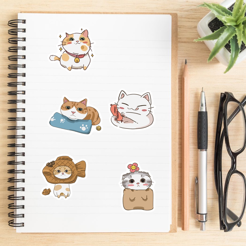 62pcs / set Stiker Graffiti Kucing Jepang Anti Air Untuk Dekorasi Case Troli / Diary Diy
