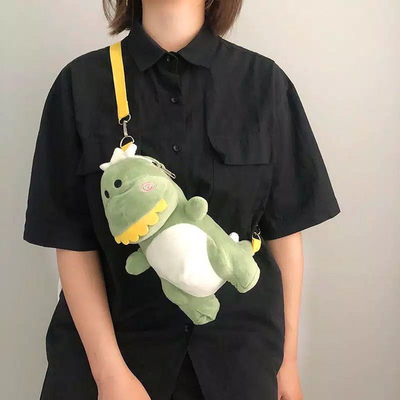 Tas Selempang bahu Wanita Motif Boneka Kartun Dinosaurus Lucu Korea Murah