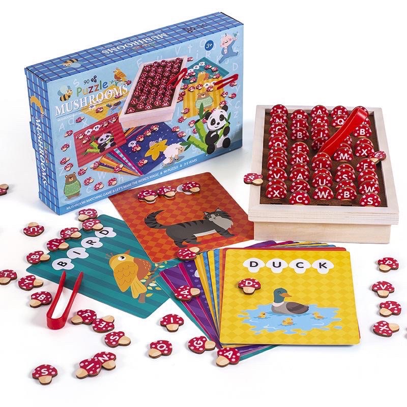 learning alphabeth puzzle mushroom mainan edukasi anak