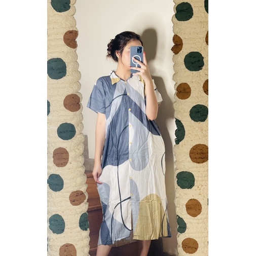 Daster kerah kekinian panjang selutut adem (Nagita dress)