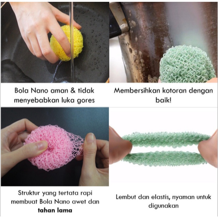 Sabut Jaring Nano Fiber Cuci Piring Sponge Nano Fiber Cleaning Ball Anti Baret/Tapas/Spons