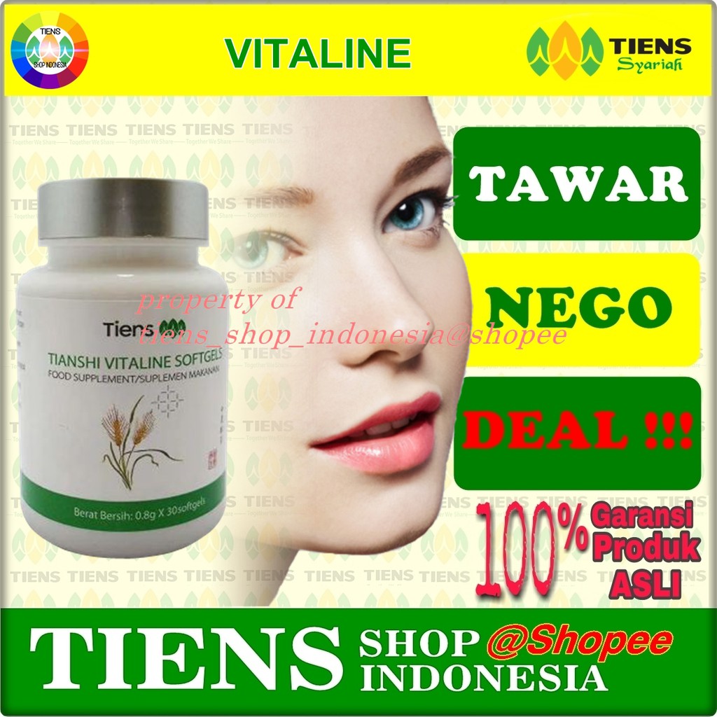 VITALINE TIENS PUTIHKAN WAJAH DAN TUBUH ISI 30 SOFTGEL BOTOL SEGEL ASLI ORI