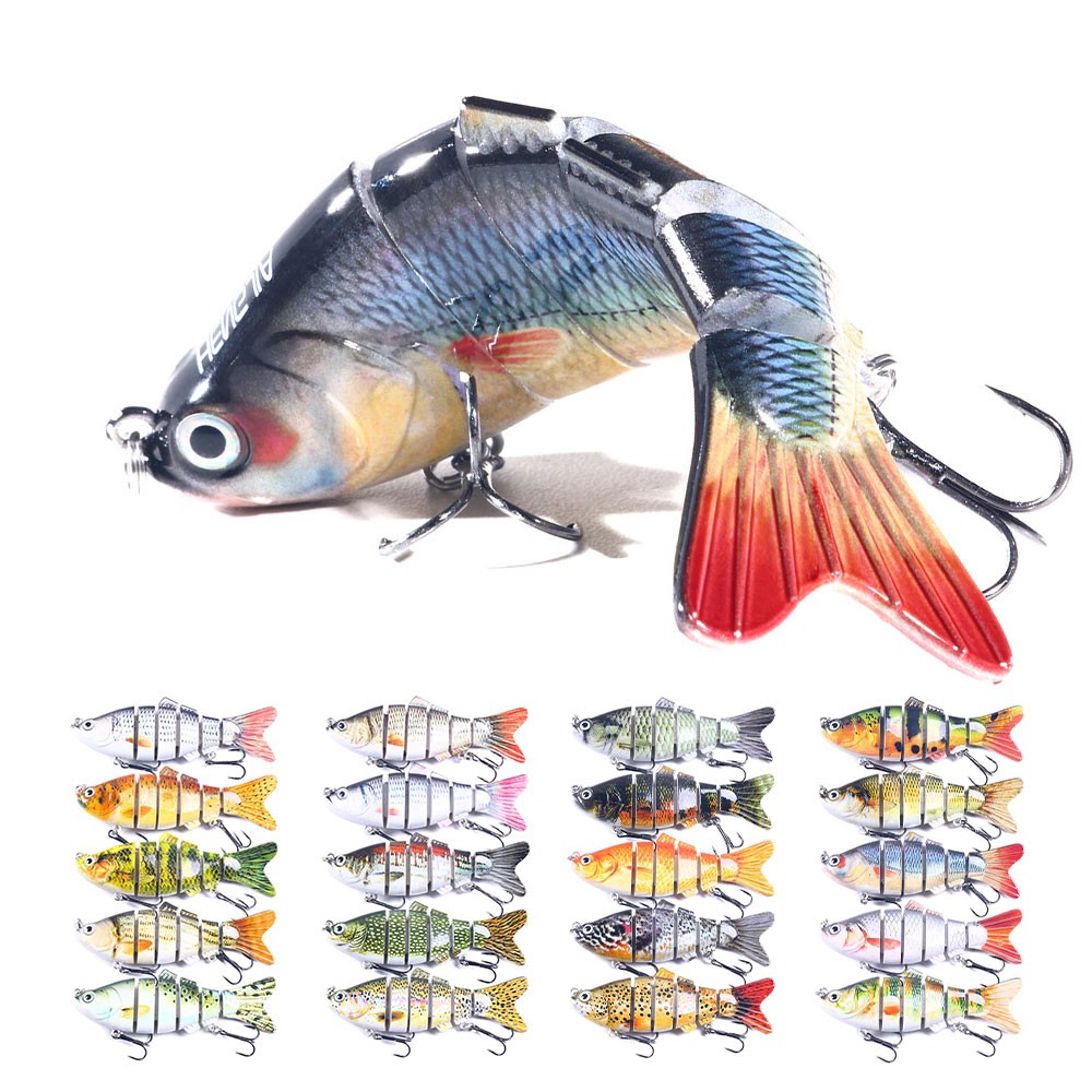 HENGJIA 1Buah 10cm/18g Minnow Umpan Pancing Jointed 6 Segments Crankbait Wobbler Fishing Lure Ikan