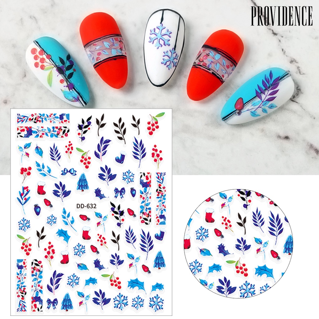 Providence Manicure Decal Delicate Glue-free Portable Christmas New Year Nail Art Transfer Sticker for Women