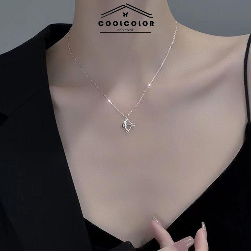 COD❤️Kalung Eros Cupid's Arrow Flash Berlian Klavikula Rantai Liontin Temperamen Cahaya Mewah Busur Panah Anti Karat Dan Anti Luntur Kalung 2022 Terbaru Hadiah Ulang