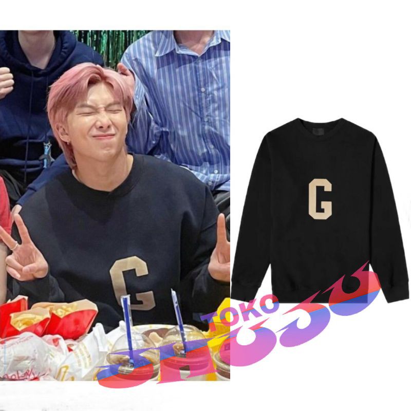 Basic Sweater BTS RM style  G sablon cream // sweatshirt Kim Namjoon Style