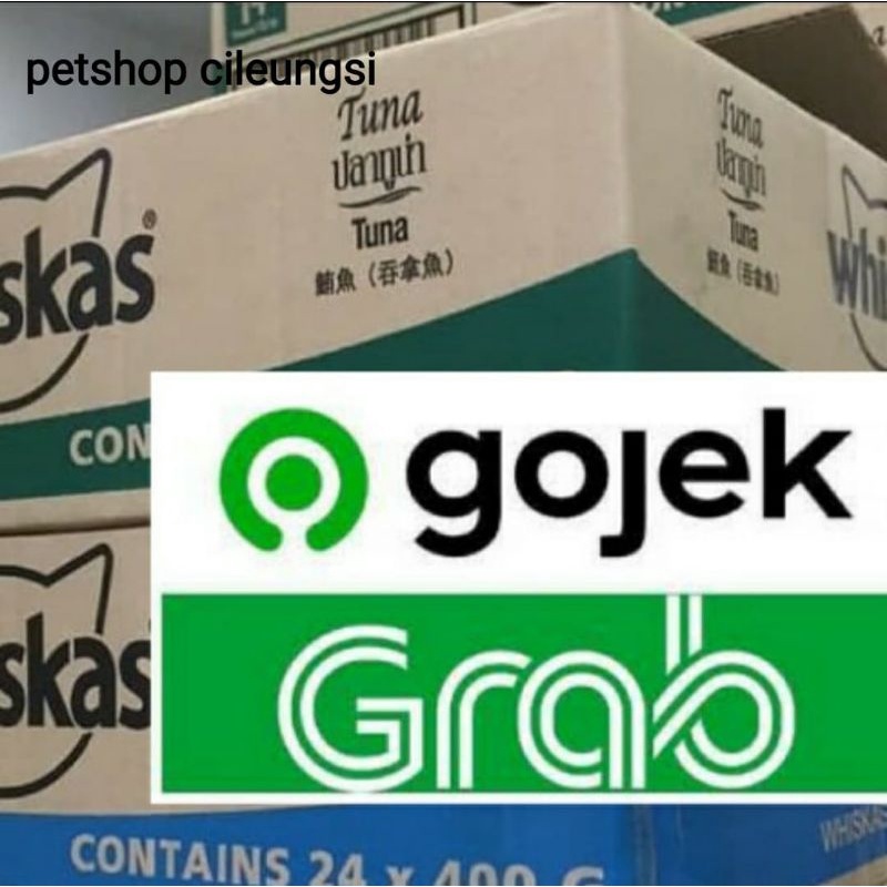 Grab / Gojek - ( 1dus / 24 Kaleng ) Whiskas Kaleng Adult Tuna / Oceanfish 400gr Wet food / Makanan B