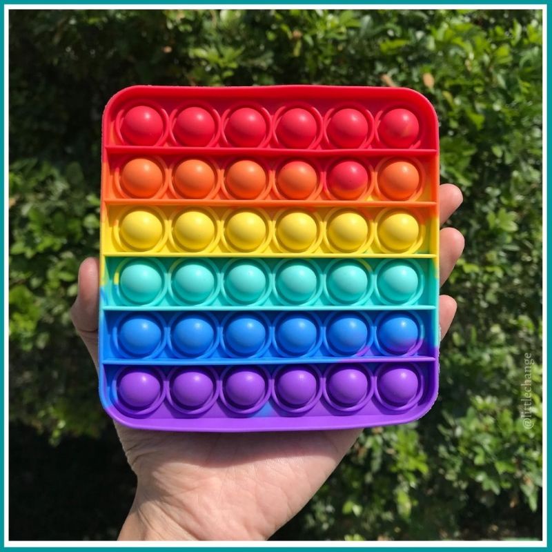 POP IT New fidget push Pop Its Fidget Toy Push Bubble Stress Relief kids pop it tiktok-SQUARE RAINBOW