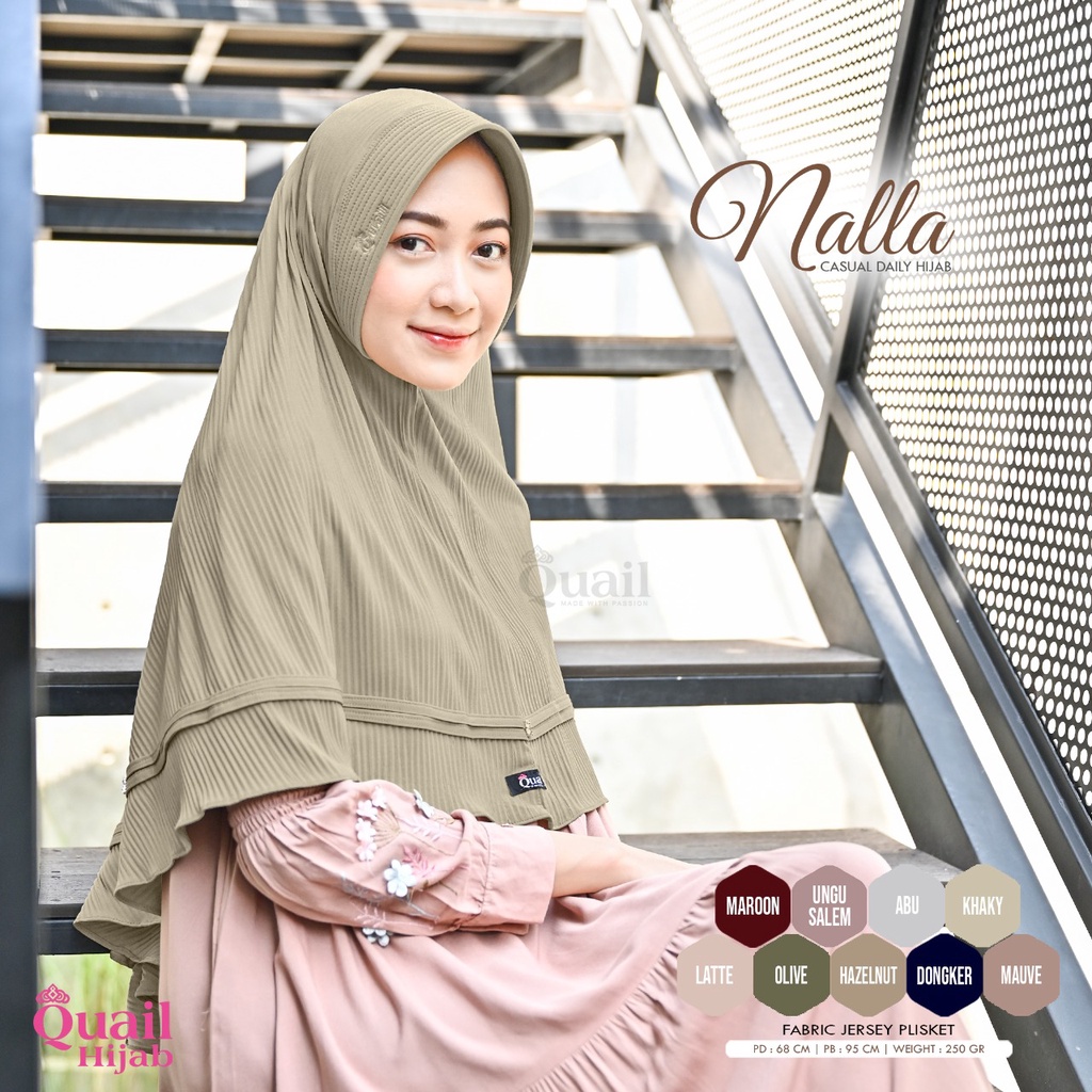 [Restock 220622] NALLA Daily Hijab Jumbo Plisket Quail Hijab bahan jersey Ori Murah