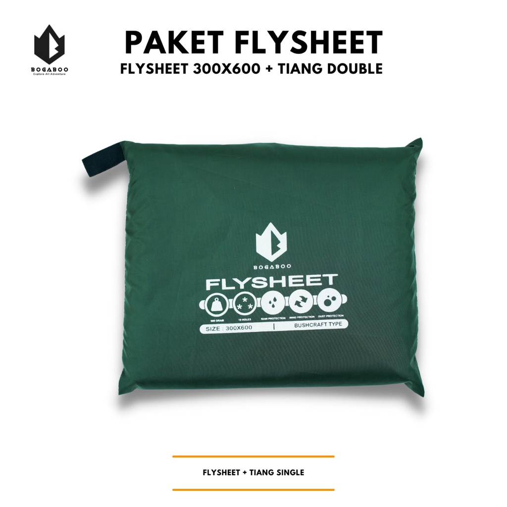 Bisa COD Paket Tiang Double Flyshet + Flysheet 3X6 - Econopack Pole - plesit - flyset - flyshet