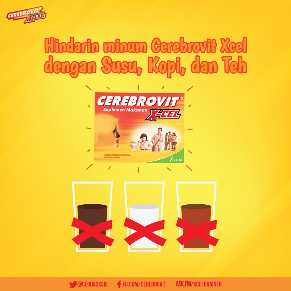 Cerebrovit X-Cel suplemen makanan untuk Nutrisi otak kemasan strip isi 10 kapsul