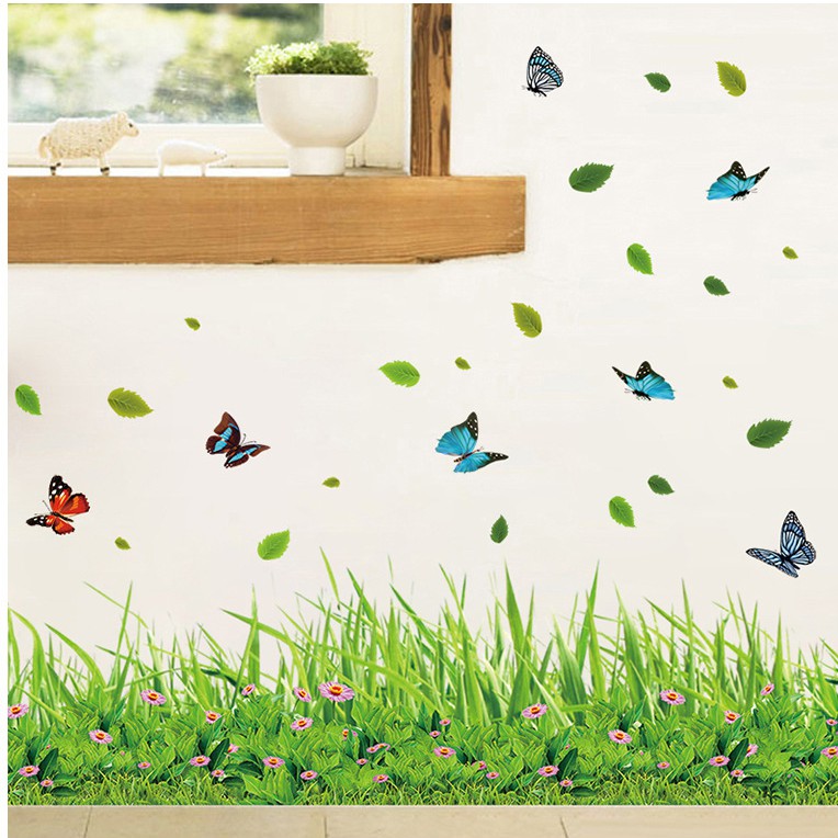 RELIZA WALL STICKER RUMPUT HIJAU GREEN GRASS GARDEN STIKER DINDING XL7180