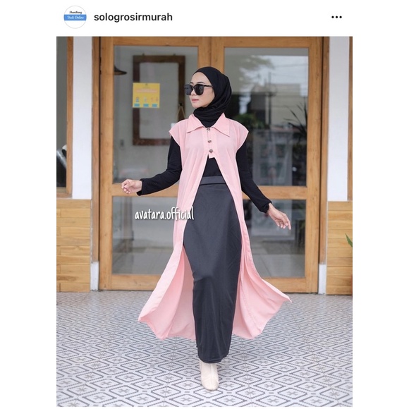 MINA LONG / long outer ceruty babydoll / vest ceruty premium / outer polos panjang wanita / outer kancing ceruty / outer hijab ceruty / ootd polos outer