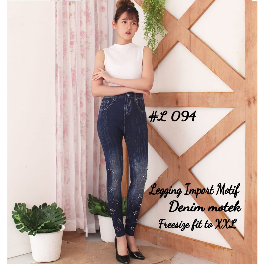 CELANA WANITA IMPORT LEGGING MOTE MOTIF KE 2