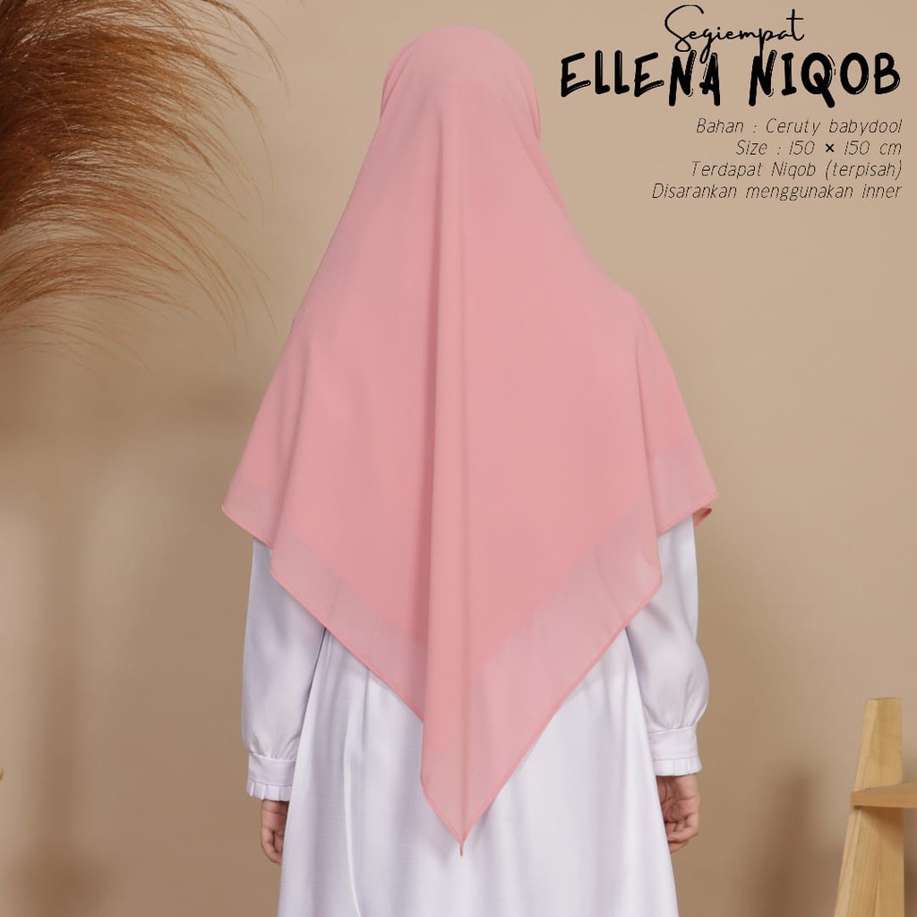 TERMURAH!!! (BISA COD) HIJAB SEGIEMPAT JUMBO - ELLENA NIQOB - BAHAN CERUTY BABYDOOL - BEST SELLER!!!