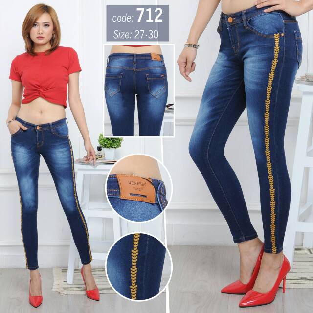 Celana Jeans Wanita List Samping/ Celana Jeans List Samping/ Celana Jeans Korea /Celana Jeans Bordir