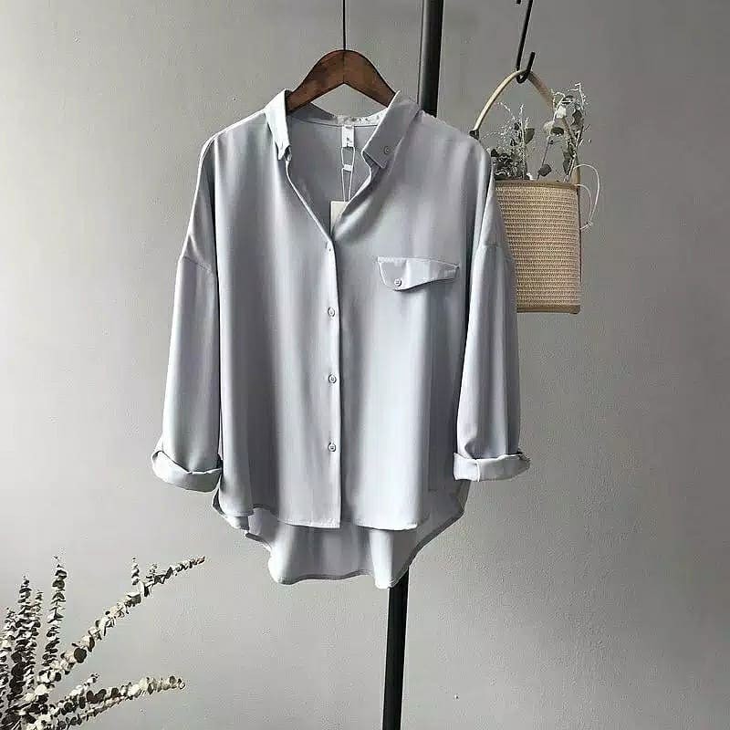 BLOUSE WANITA KOREA LENGAN PANJANG - KATERINA BLOUSE MANGO CREPE MURAH - ATASAN WANITA BLOUSE MURAH <-2