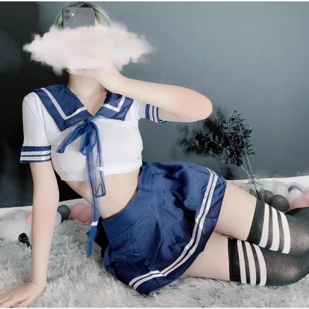 Sailor scool uniform sexy lingerie baju tidur wanita