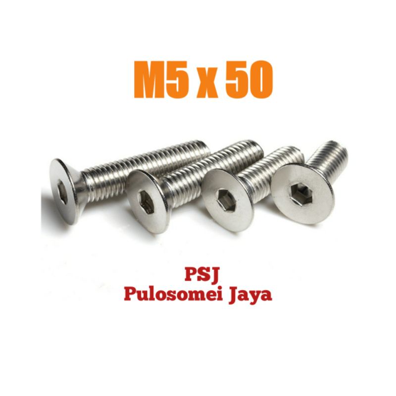 Baut JF L Stainless / Verseng M5 x 50 Stainless 304