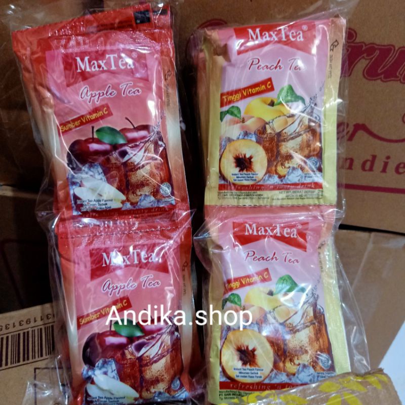 

max tea Apple tea dan max tea peach tea (10 sachet)