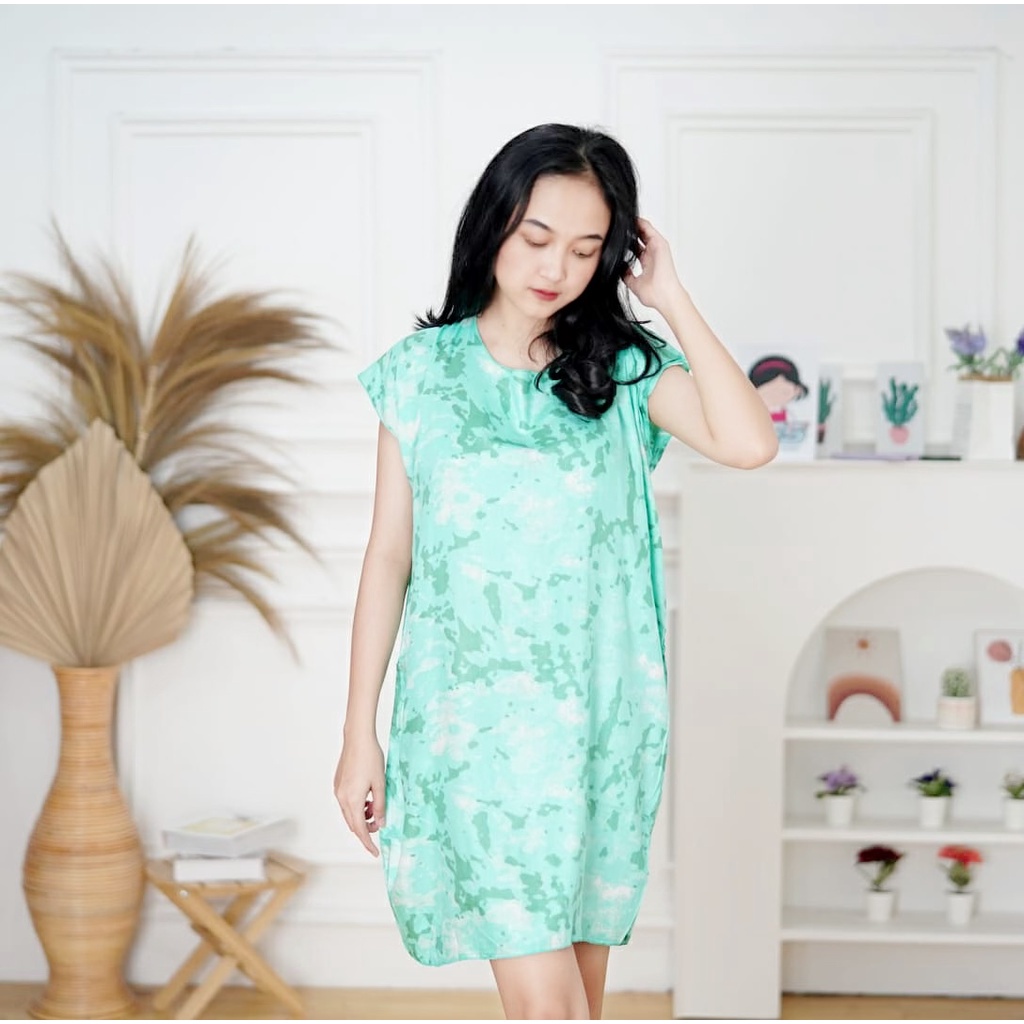 BEFAST - ZFS OOTD Wanita Dress MILLA / DASTER MIDI RAYON BALI / Pakaian Dress Motif / Daster Santai Wanita / Dress Wanita Remaja Kekiniaan / Daster Warna Abstrak / Dress Baju Tidur Wanita / Daster Banyak Warna