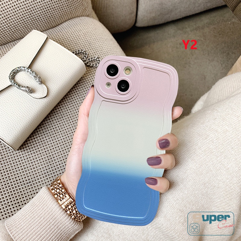 Case Untuk Samsung A04 A04s A14 A50s A04E A50 A30s A13 A23 A12 A32 A03s A03 A51 A21s A11 A20s A53 A52 A22 A31 A02s A52s M22 M32 M12 F22 M11 Gradasi Warna-Warni TPU Wavy Edge Back Cover