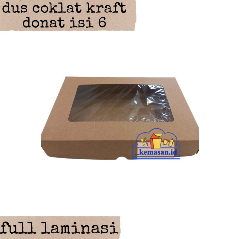 

DUS COKLAT KRAFT DONAT ISI 6 FULL LAMINASI 28X19X5 10PCS-TK